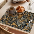 thumbnail image 3 of Abstract Flowers Placemats Set of 1, Retro Paisley Floral Pattern Black Orange Non-Slip Place Mats Washable Table Mats for Kitchen Dining Table Decorations Indoor/Outdoor, 3 of 9