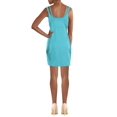 thumbnail image 2 of GUESS Womens Teal Textured Adjustable Pullover Unlined Logo Hardware Sleeveless Scoop Neck Short Cocktail Body Con Dress L, 2 of 2