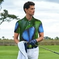 thumbnail image 3 of KLL Blue Morpho butterfly Print Men's Short Sleeve Golf Polo,Three-Button Polo Shirts Summer Fashion Golf Shirt-XX-Large, 3 of 6