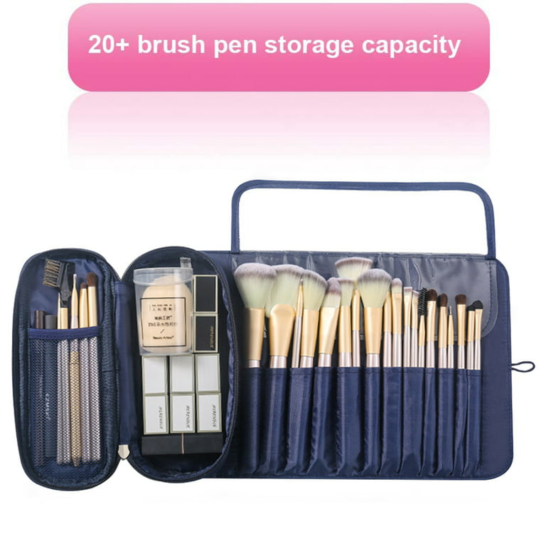 Portable Makeup Brush Organizer Makeup Brush Bag For Travel Can Hold 20+  Brushes Cosmetic Bag Makeup Brush Roll Up Case Pouch Holder For Woman  Colour
