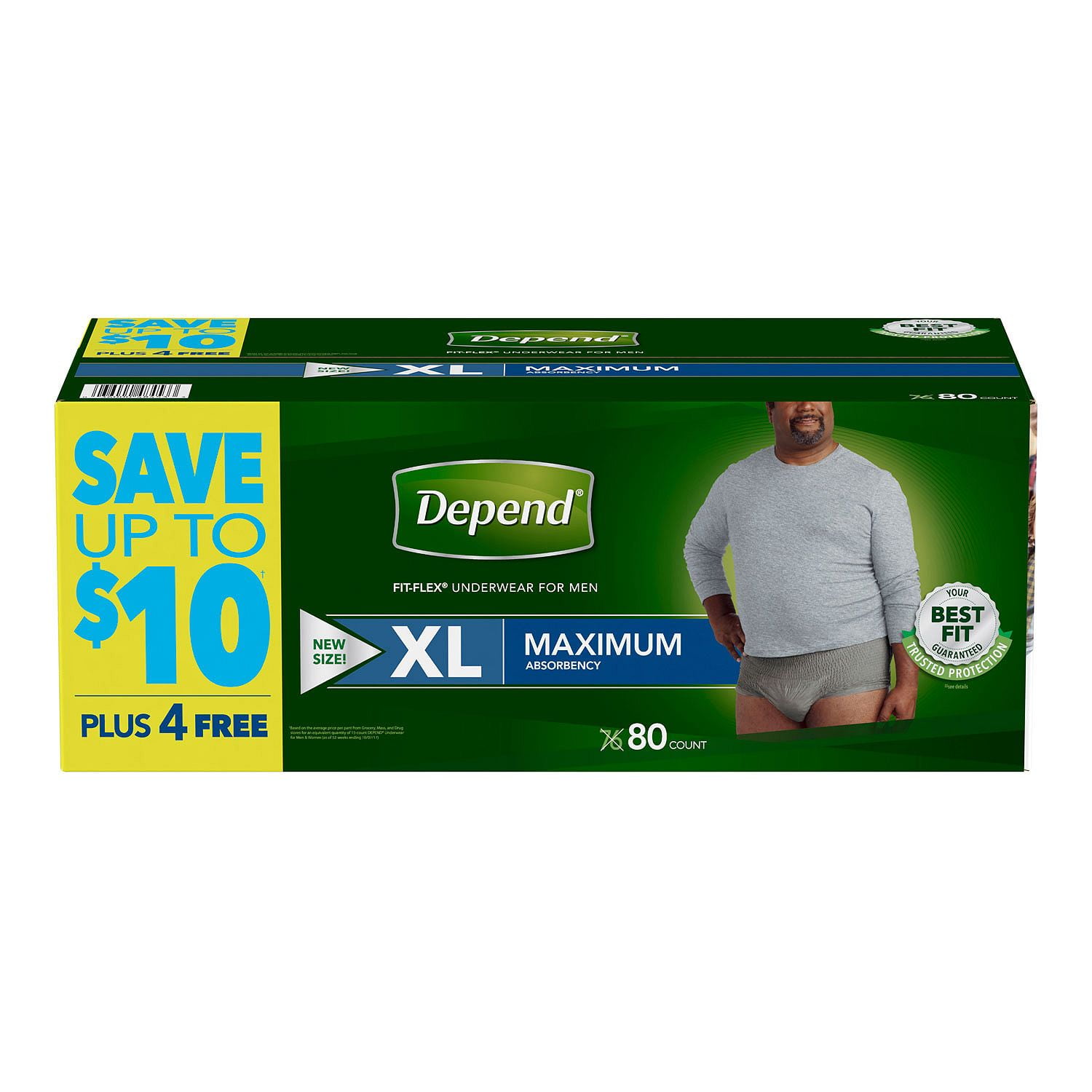 Depend Fit-Flex Underwear for Men, Extra Large, 80 Ct - Walmart.com