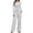 Grey, variant on TIANZEN Casual Neck Button Down Long Sleeve Top With Wide Leg Trousers Comfortable Wear Outfit Formal Dresses with Pants Wedding Suits Women