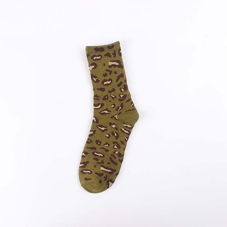 

Yedhsi Hot Socks Spring And Autumn Ladies Leopard Print Warm Striped Medium Tube Stockings Cotton Socks