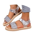 thumbnail image 3 of Wovix Women's Sandals Bling Rhinestone Dressy Platform Ankle Buckle Sandals Indoor Outdoor Shoes Silver 42, 3 of 9