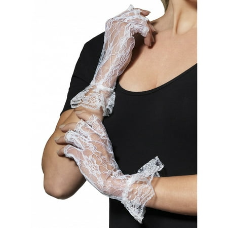 Fingerless Lace Gloves Adult Costume Accessory White