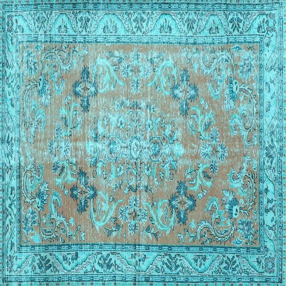 Ahgly Company Indoor Square Persian Light Blue Traditional Area Rugs, 5' Square