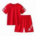 thumbnail image 4 of Ccpelsie Boy's Short Set 2 Piece Crewneck T-Shirt and Short Outfits Summer Breathable Casual Sets for Kids(A01-Red,9-10 Years), 4 of 4