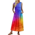 thumbnail image 6 of Women's Boho Maxi Sundress 2026 Summer Beach Dress Tie Dye Scoop Neck Sleeveless Loose Tank Dress, 6 of 7