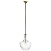 42046NBR-Kichler Lighting-Everly - 1-Light Large Pendant with Transitional Style 19.75 Inches Tall by 13.75 Inches Wide-Natural Brass Finish-Clear