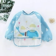 Cartoon Cute Baby Bibs Long Sleeve Art Apron Animal Smock Baby Bib Burp Clothes Soft Feeding Eat Toddler Waterproof Smocks One Size XD-Whale
