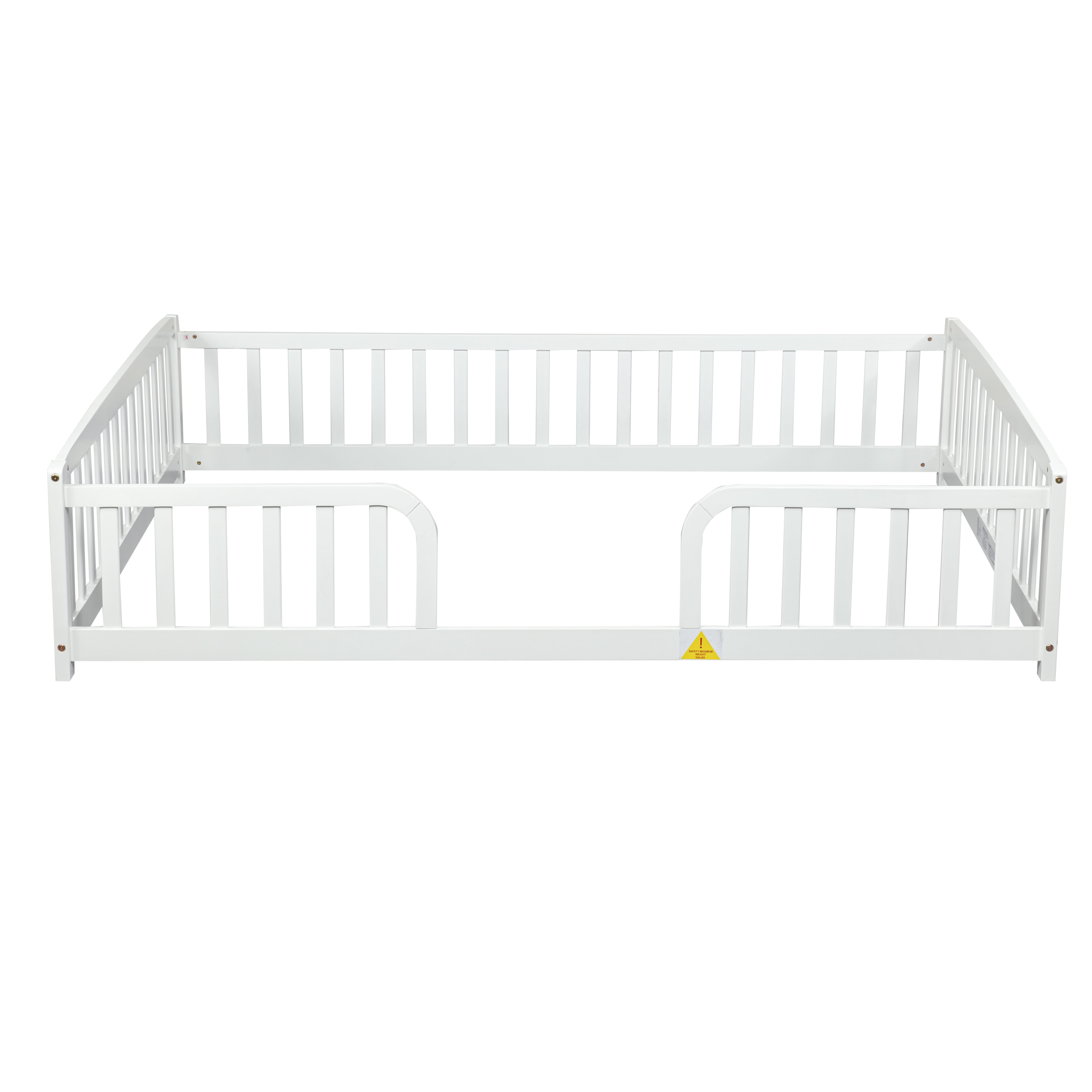 Mintazer Full Size Toddler Floor Bed with Guardrails & Central Entrance, White