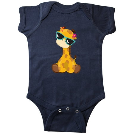 

Inktastic Giraffe With Blue Sunglasses Cute Giraffe Gift Baby Boy or Baby Girl Bodysuit