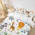 thumbnail image 2 of Castle Fairy Cute Safari Elephant Lion Giraffe Zebra Duvet Cover Queen,Cartoon Floral Animal Queen Bedding,White Multicolor,Reversible,3-Piece,No Comforter,1 Duvet Cover and 2 Pillowcases, 2 of 6