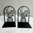 thumbnail image 7 of Bookshelf Book Ends Hollow Flower Carved Pattern Vase Bookends L-Shaped Design Anti-Slip Book Holder, 7 of 7