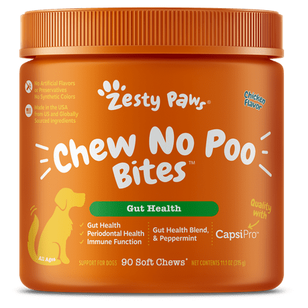 Zesty Paws Chew No Poo Bites for Dogs, Poop Eating Deterrent Functional Dog Supplement, Chicken Flavor, 90ct