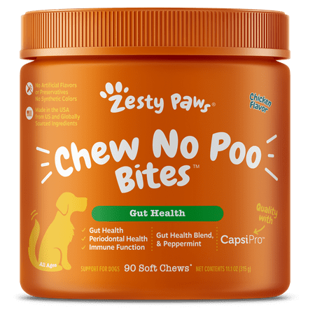Zesty Paws Chew No Poo Bites for Dogs, Poop Eating Deterrent Functional Dog Supplement, Chicken Flavor, 90ct