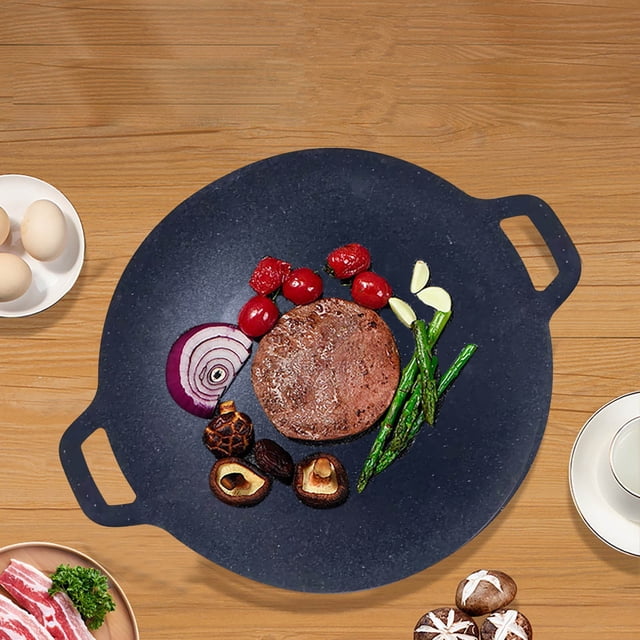 TAKTUK Tools,Kitchen Essentials,RounNon Stick Pan Korean Grill Pan For /Electric Stove Top Round BBQ Griddle Pan With Hangable Handles Portable BBQ Grill Flat Pans For Outdoor Home B,Kitchen Gadgets