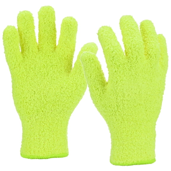 Uxcell 2-Pair Microfiber Dusting Glove, 7.5x10 cm/3x3.9 Inch Reusable Leaf Cleaning Mitten for Plants [Lime Green]