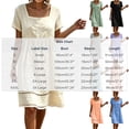 thumbnail image 4 of 2026 Summer Womens Dress Cotton Linen Square Neck Short Sleeves Eyelet Hem Knee-Length Dress, 4 of 9