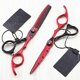 thumbnail image 1 of Tijeras de entresacar profesionales de 15 cm (6 pulgadas) de acero japonés 440C, rojas, para peluquería, con filo de navaja., 1 of 5