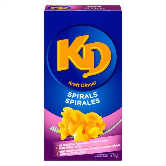 Kraft Dinner Spirals Macaroni & Cheese, 175g (6.2 oz) — Case of 24