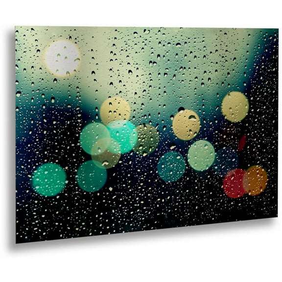 Beata Czyzowska Young 'Rainy City' Floating Brushed Aluminum Art