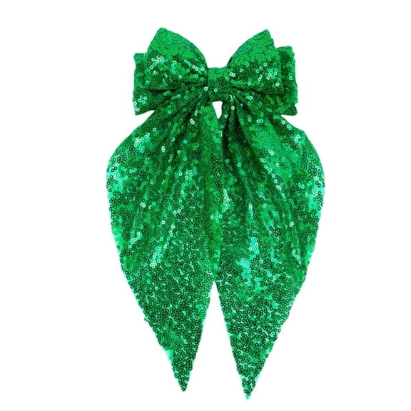 LIZENG Sparkly Sequin Bows for Women Girls Gold Glitter Bows with Long Tail Large Barrettes Clips Accessories for Christmas Holiday Birthday