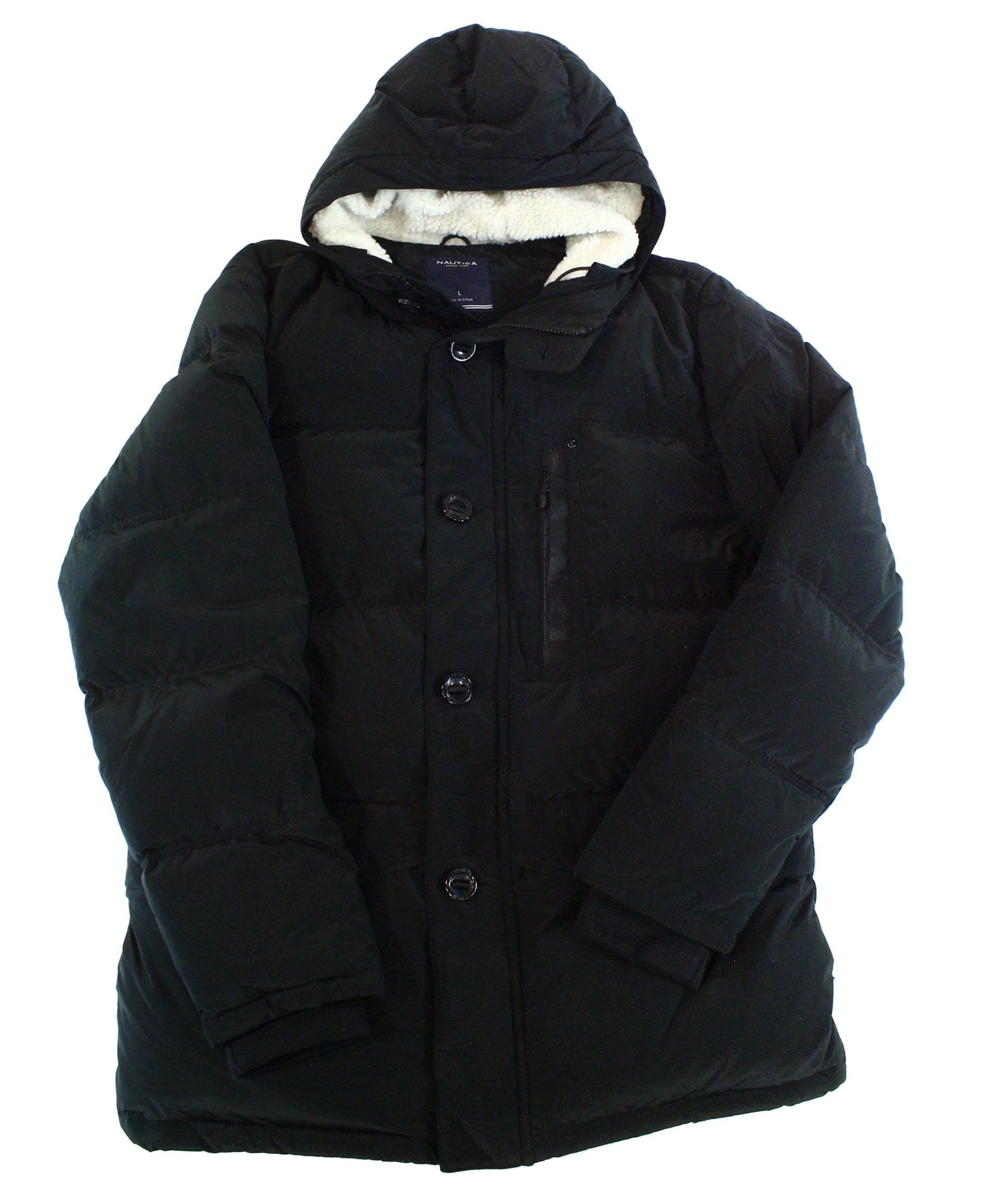 Nautica Nautica NEW Black True Mens Size Large L Puffer Hooded Down