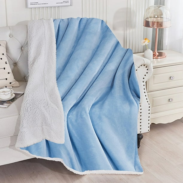 Manta polar de felpa de doble capa | Manta gruesa de franela de cordero de doble cara | Edredón de invierno suave y cálido para sofá cama | Manta de viaje ligera y acogedora | Gris, azul marino,