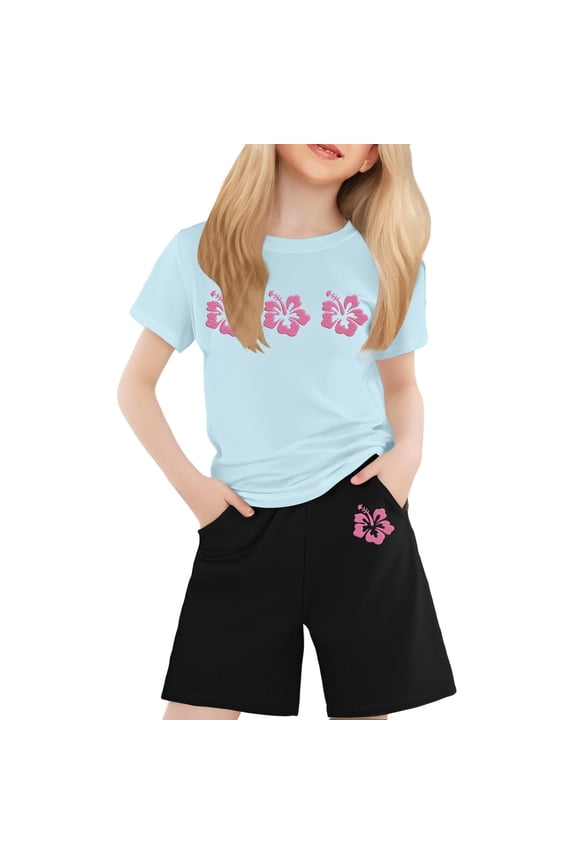 Children's Printed Round Neck Short Sleeved T Shirt For Boys And Girls Baby Girl Clothes Elephant
