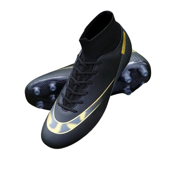 High-Top PU Leather Soccer Cleats for Men/Women/Youth – Lace-Up Long Studs Football Shoes for Turf & American Football Training