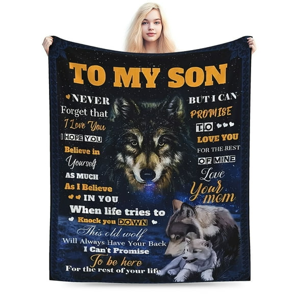 Son Gift from Mom Gift for Son Blanket for My Son from Mom Wolf Blanket Super Soft and Comfortable Bed Sofa Blanket Suitable for College Graduation Wedding Birthday Gift