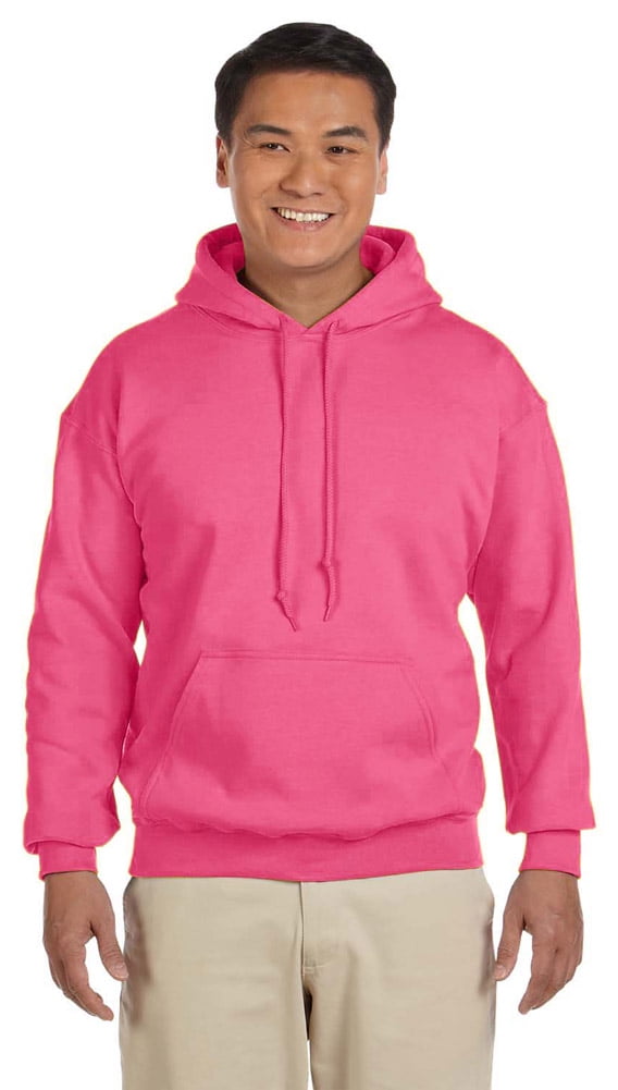 Safety Pink  Gildan Plain Hooded Heavy Blend Sweatshirt Pullover mens hoodie 