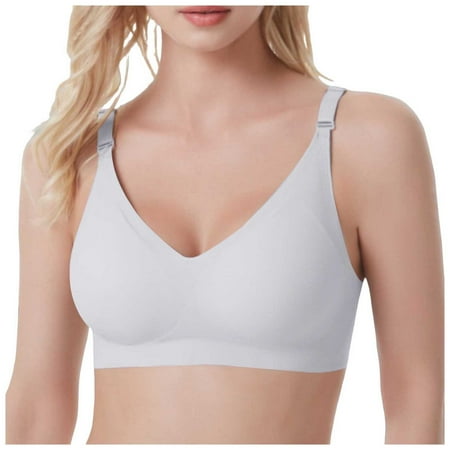 YHGFVOKJ Bras for Women Smoothing Stretch Fabric Comfort-strap Comfort Soft Underwear Seamless Full Coverage Push-up Bra T Shirt Bra Grey L