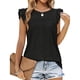 thumbnail image 1 of Blusa de manga con volantes Ticfox cuello redondo negro S, 1 of 6