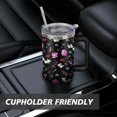 thumbnail image 7 of 40oz Pioneer Colorful Floral Stainless Steel Flip Straw Tumbler with Lid and Straw Spill Proof Travel Cup Double Wall Vacuum Insulated Coffee Mug with Handle Black, 7 of 7