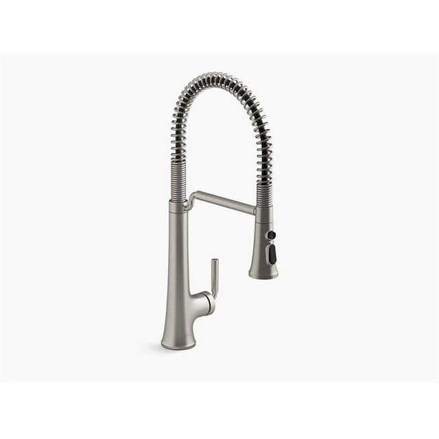 Kohler K-23765-VS Robinet de Cuisine Semi-Professionnel à Poignée Unique avec Écaille Rétractable - Acier Inoxydable Vibrant