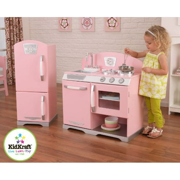 Kidkraft retro kitchen cheap and refrigerator in pink