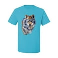 thumbnail image 2 of Wolf Oil Painting Animal Lover Men's Graphic T-Shirt, Light Turquoise, Small, 2 of 3