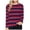 Brick Red, variant on Women's Oversized Striped Polo Sweatshirt Long Sleeve Rugby Collared Pullover Tops Loose Fit Shirt Black, M