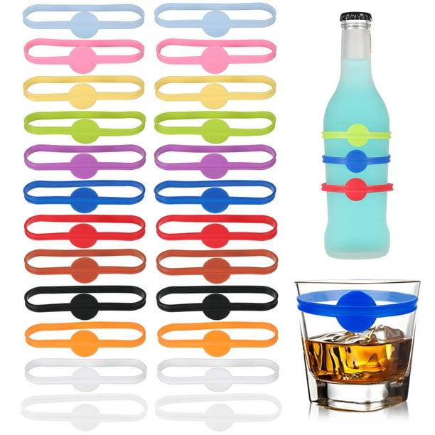 Marcadores de vidrio Yuarrent 24 piezas marcadores de copa de vino coloridos de silicona