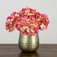 thumbnail image 3 of Nearly Natural Hydrangea Artificial Floral Arrangement with Metal Vase - 11" - Pink, 3 of 5