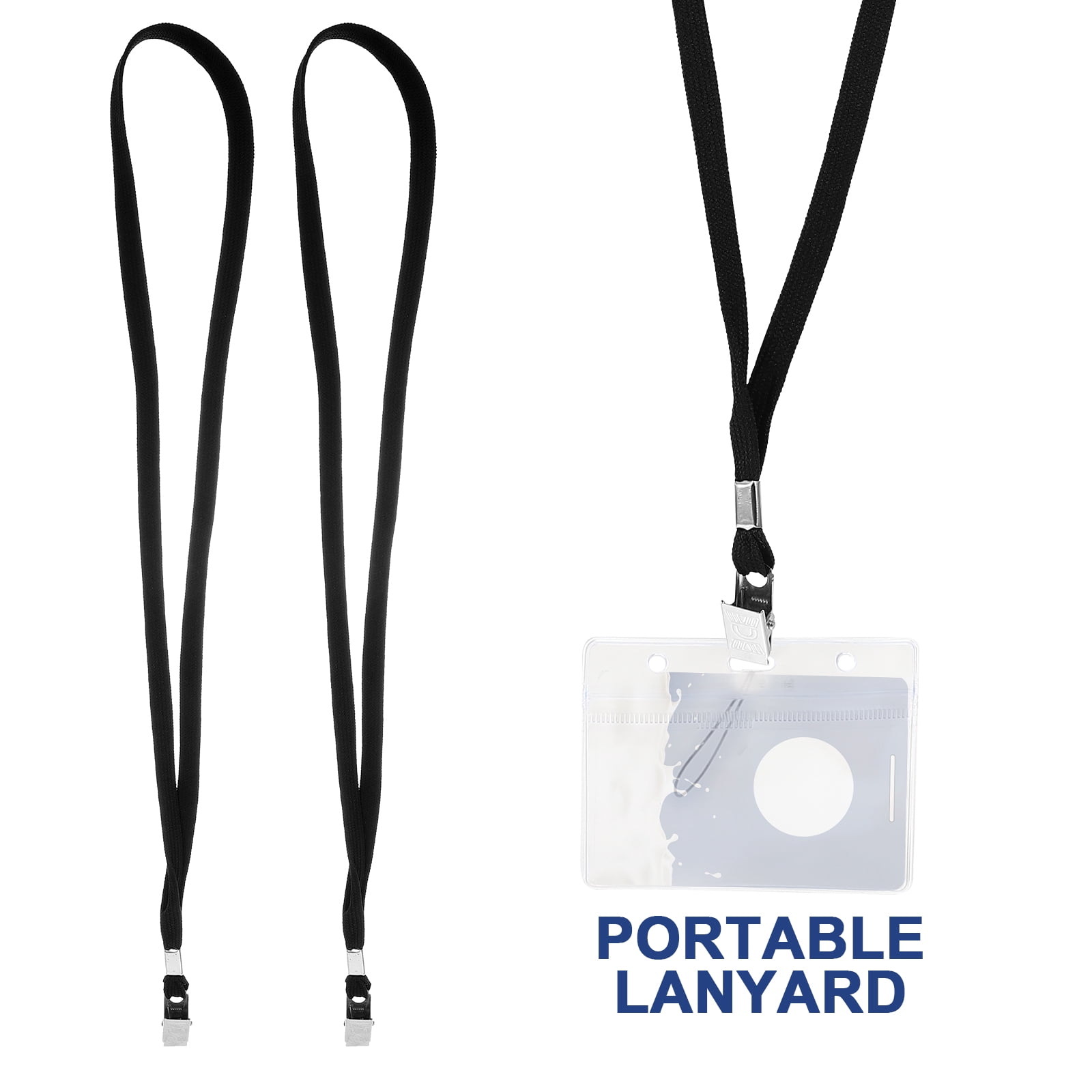FENGGUIQU 50Pcs Black Neck Lanyards with Clips Multi Function for Daily Use