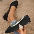 thumbnail image 5 of Black Ladies Casual Loafers Flat Shoes, Round Toe Closed Toe, Soft Sole Comfortable Slip On Flocked, 5 of 9