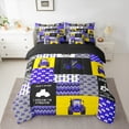 thumbnail image 2 of Manfei Cartoon Tractor 7pcs Bedding Comforter Set,Rustic Farmhouse Cabin Queen Bedding Sets,Purple Yellow Gray Patchwork Plaid Queen Sheet Sets For Boys,Super Cozy Room Decor Reversible, 2 of 8