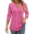 thumbnail image 3 of Women's V Neck Ruffle Detail T Shirt Casual Sleeve Top for Summer Outdoor Home Wear with Jeans Or Pants Casual T Shirt for Women Women Athletic T Shirts Medium Women Shirt Women T Shirt Long, 3 of 5