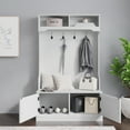 thumbnail image 3 of Emma + Oliver 40" Wide Hallway Tree with Storage Bench, Coat Hooks, and Upper Storage Compartments in White, 3 of 14
