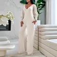 thumbnail image 2 of Edvintorg Womens Rompers One Piece Long Sleeve High Waist Side Pocket Stretch Casual Jumpsuit with Wide Leg Pant Womens Trendy Clothes S-2XL Beige, 2 of 4