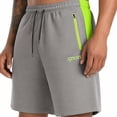 thumbnail image 2 of Daiosportswear Men'S Quick Dry Running Shorts, Elastic Drawstring Waist Nylon-Spandex Sports Shorts with Zipper Pockets Gray 10(XL), 2 of 8