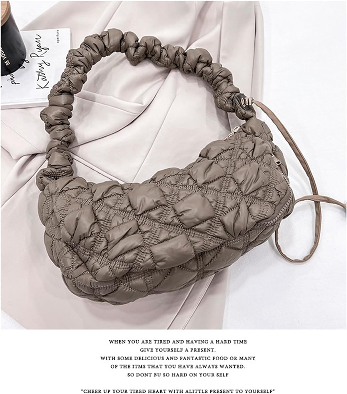 Quilted Shoulder Bag Puffer Handbag Crossbody Purse Padded Cloud Hobo Bag with Adjustable Strap